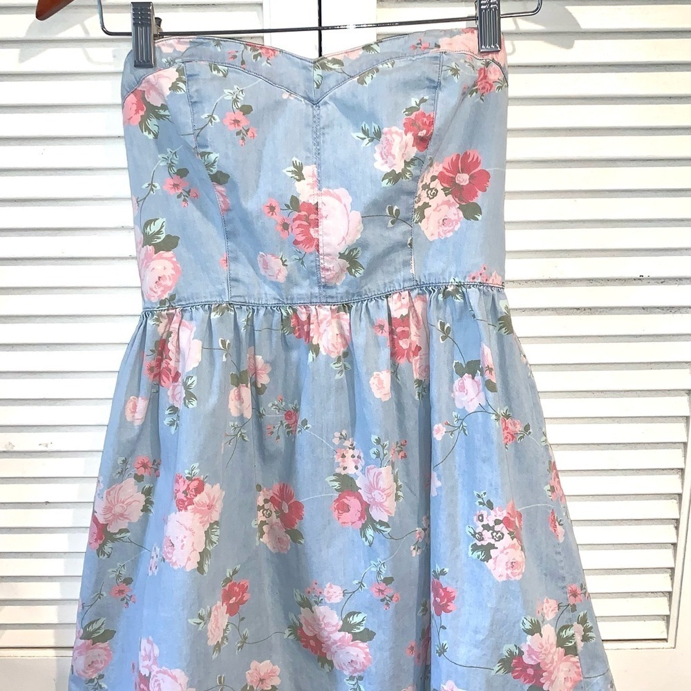 Vintage Floral Strapless Dress medium - Picture 6 of 8